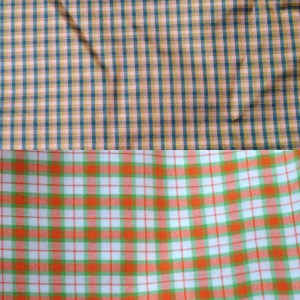 Top: check silk taffeta, Artee Fabrics Bottom: check cotton, Mood Fabrics