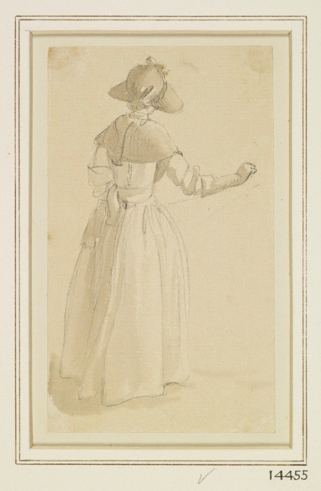 A girl in a sunhat, seen from behind, 1760-1770. Paul Sandby, Royal Collection Trust/© Her Majesty Queen Elizabeth II 2014
