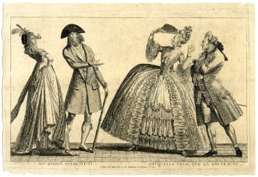 Ah! Quelle antiquité!!! Oh! Quelle folie que la nouveauté ... Engraving, 1797. 1892,0714.755 British Museuem