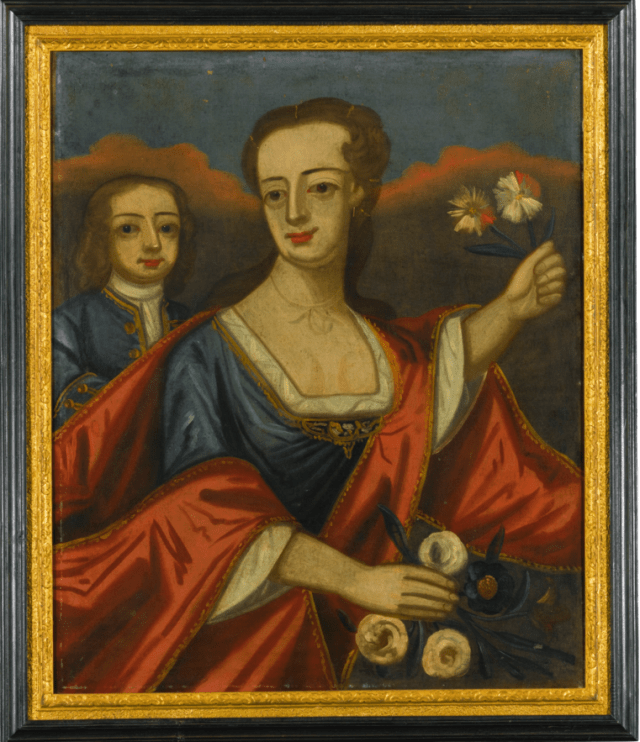Attributed to J. Cooper 1685 - 1754 WOMAN WITH YOUNG BOY Appears to retains its original frame attributed to J. Cooper. oil on canvas 30 in. by 25 in. CIRCA 1715. Sotheby's Sale N09466, Lot 398