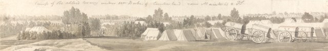 Thomas Sandby, 1721-1798, British, Encampment at Maestricht, 1747, Pen in black ink, over graphite with gray wash on medium, moderately textured, beige, laid paper, Yale Center for British Art, Paul Mellon Collection