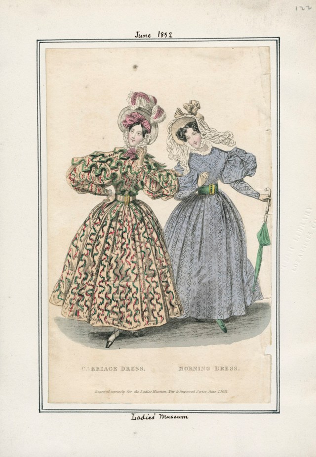 Carriage and Morning Dress, 1832. LAPL Fashion Plate Collection