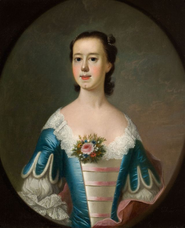Mrs. Thomas Lynch, oil on canvas by Jeremiah Thëus, 1755. Reynolda House, 1972.2.1