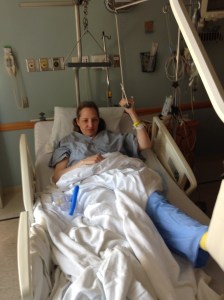 Your foot goes in the sling, and you have to move your leg about.