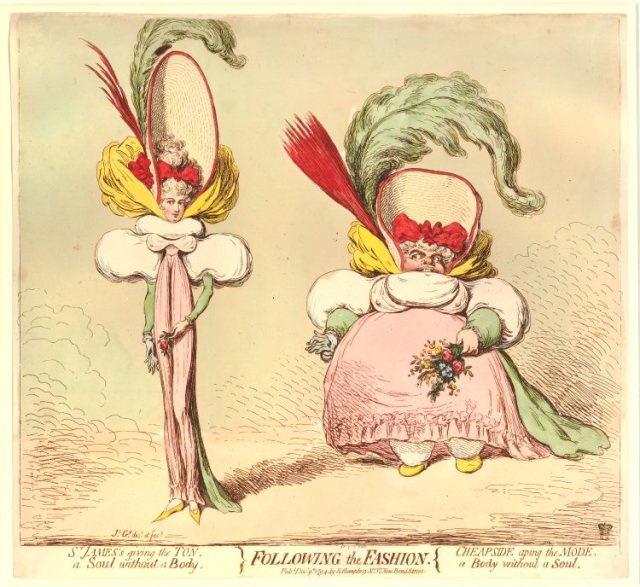 Following the Fashion. Hand colored etching by James Gillray, published by Hannah Humphrey, 1794. British Museum 1851,0901.706