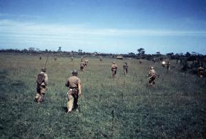 INDOCHINA. May 25, 1954. Vietnamese troops advancing between Namdinh and Thaibinh. This is one of the last pictures taken by Robert Capa with his Nikon camera before he stepped on a landmine and died at 14.55. © Robert Capa © International Center of Photography