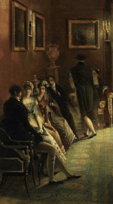 Detail, The Tea Party. Oil on Canvas by Henry Sargent, 1824. MFA Boston, 19.12