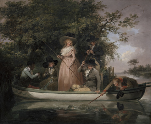 George Morland, 1763–1804, British, A Party Angling, 1789, Oil on canvas, Yale Center for British Art, Paul Mellon Collection B2001.2.22