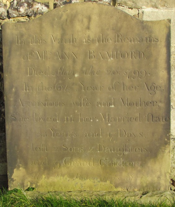 Ann Bamford & unreadable (below ground) Luke Exall Bamford?